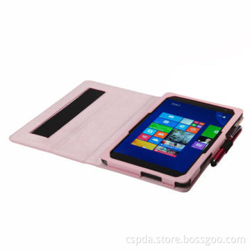PU Leather Back Stand Cases for Dell Venue 8 Pro, with Pen Slots and Hand Strap